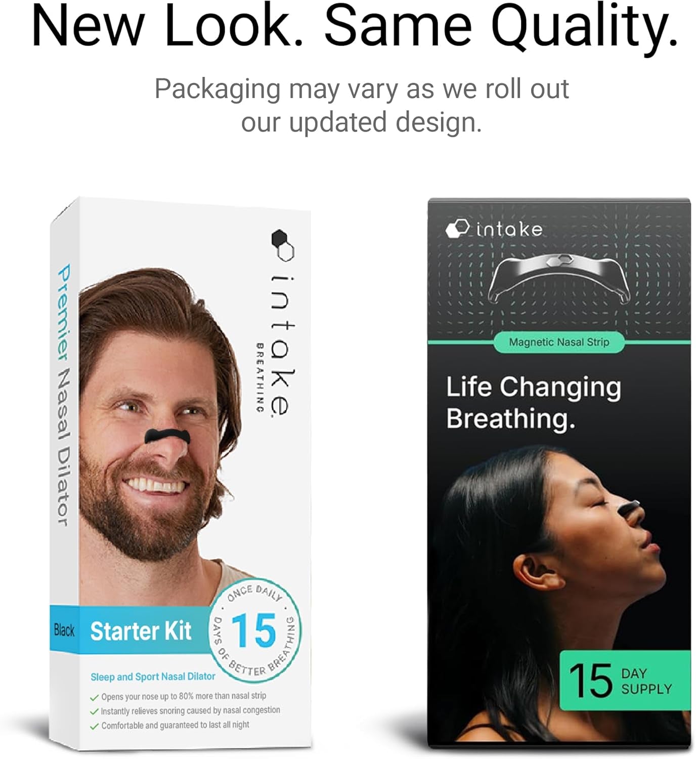 Breathing Nasal Strip Starter Kit (15 Count, Black) - Boost Oxygen , Reduce Snoring, Improve Sleep Quality - Sweat Resistant, Skin Safe Nasal Strips - Extra Strength Snoring Solution