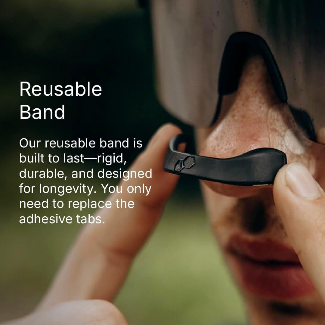 Breathing Nasal Strip Starter Kit (15 Count, Black) - Boost Oxygen , Reduce Snoring, Improve Sleep Quality - Sweat Resistant, Skin Safe Nasal Strips - Extra Strength Snoring Solution