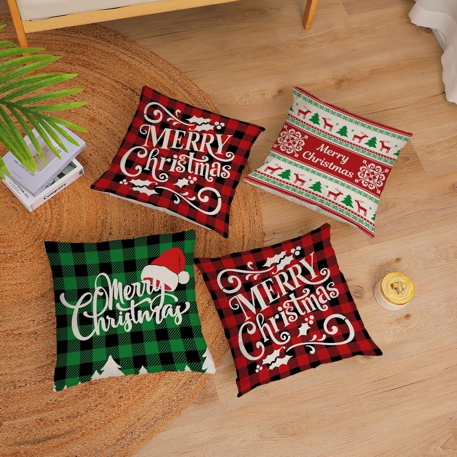 Fundas De Almohada Navideñas Navidenas De 18 X 18 Juego 4 Almohadas Decorativas