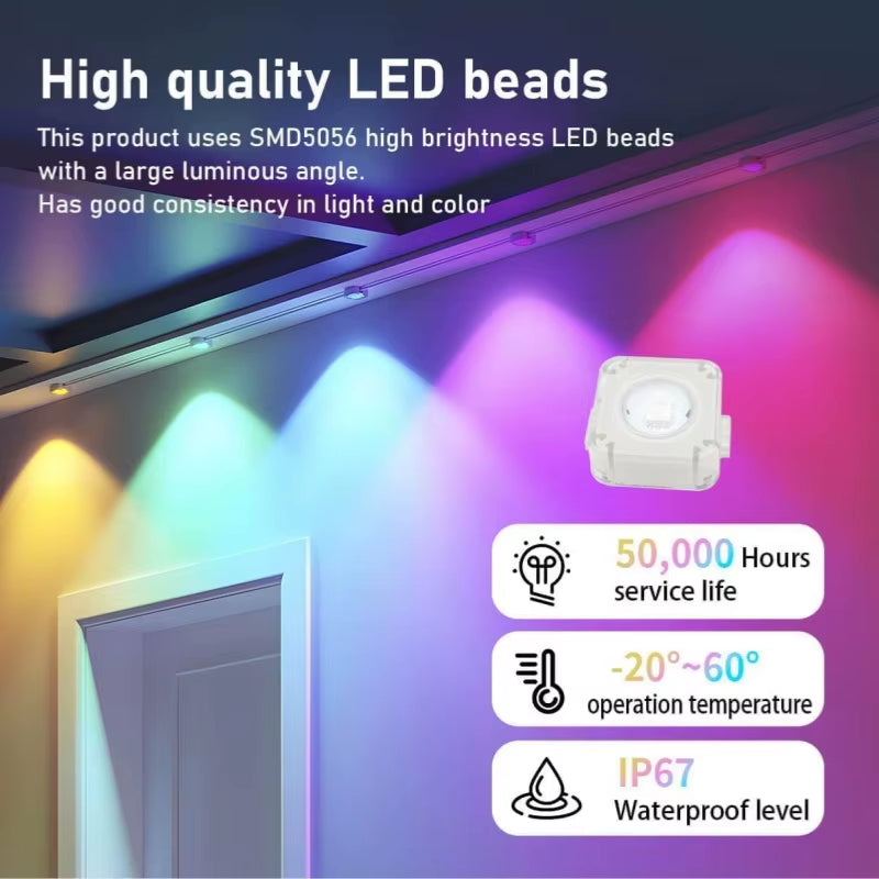 RGB Eaves Lights Smart Bluetooth APP Permanent Outdoor Lights IP67 Waterproof Christmas LED Strings for Christmas Party Decor